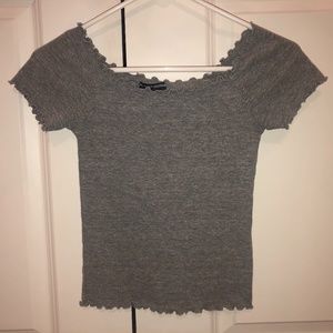 Grey Brandy Melville Crimped Tee